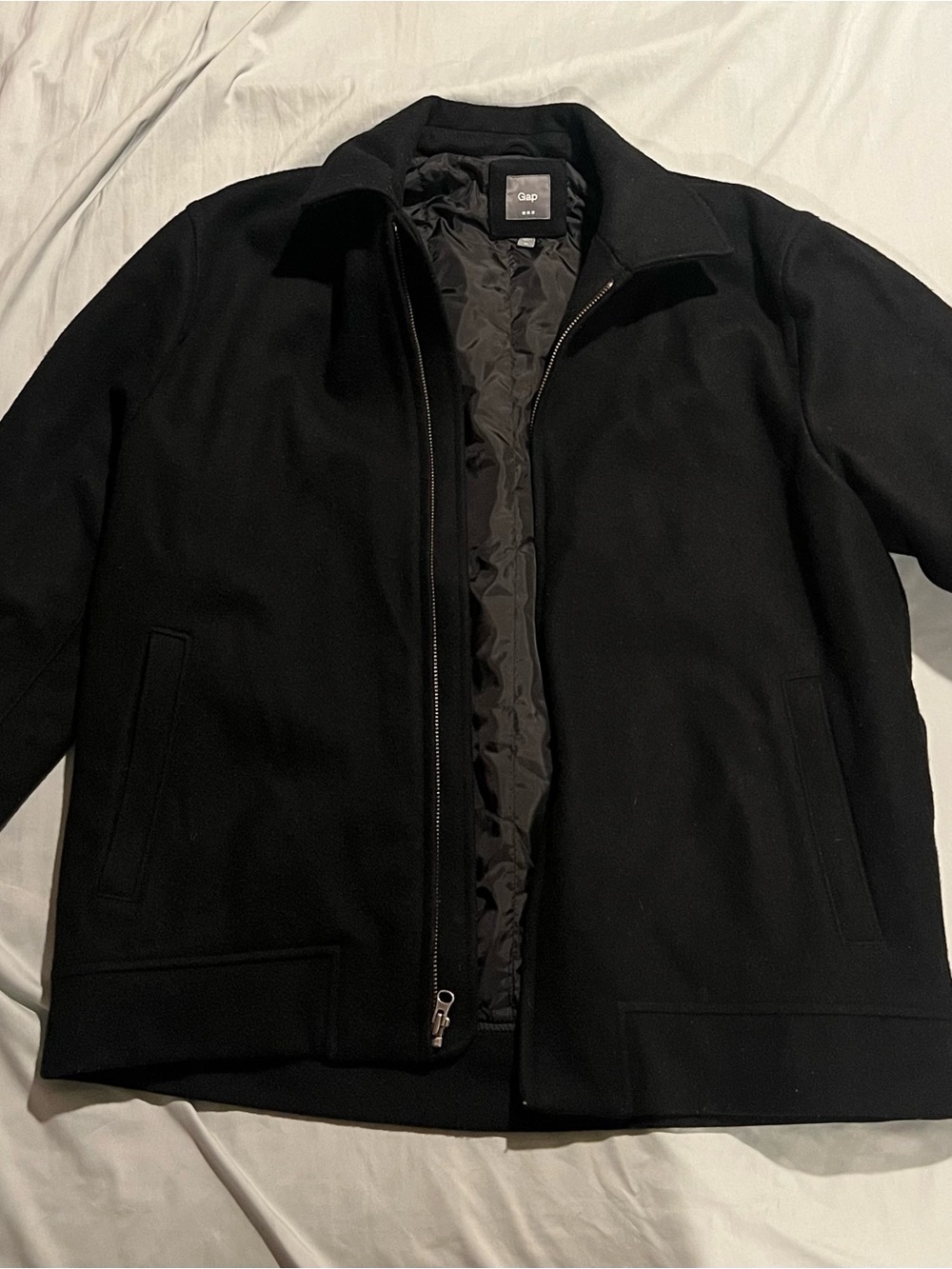 GAP Men's Black Wool-Blend Zip Jacket
